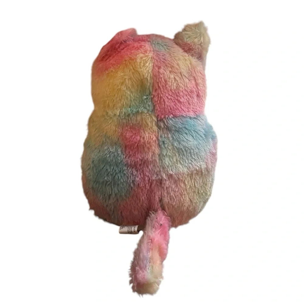 Kellytoy My Chubby Cat Fat Kitty Plush Soft Toy Rainbow Tie-dye Pastel Pink 11”